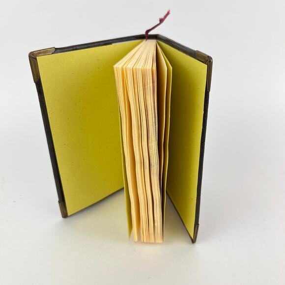 Leather Bound Hand Made Journal with Inset Woven Applique & Brass Corners - Picture 4 of 7